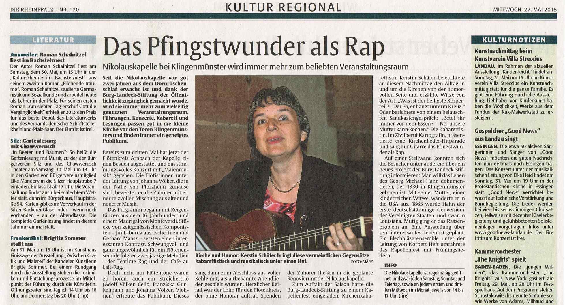 Kirchenkabarett-Auftritt in der Nikolauskapelle bei Klingenmünster